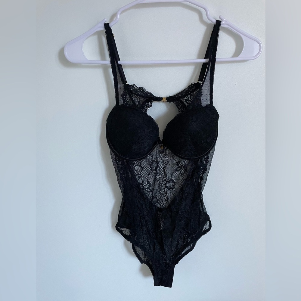 Daisy Fuentes Black Sheer Mesh Bodysuit
